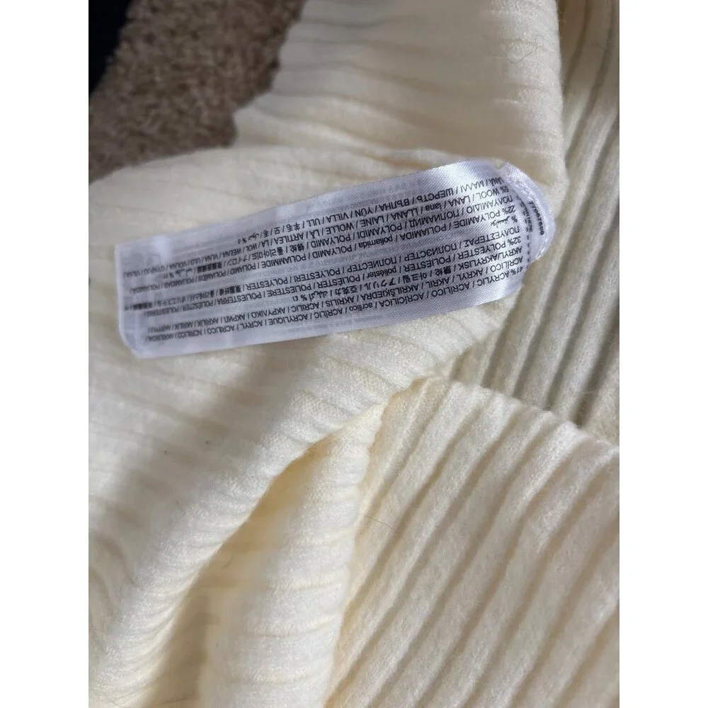 MNG White Ribbed Knit Midi Skirt, never worn, Size L